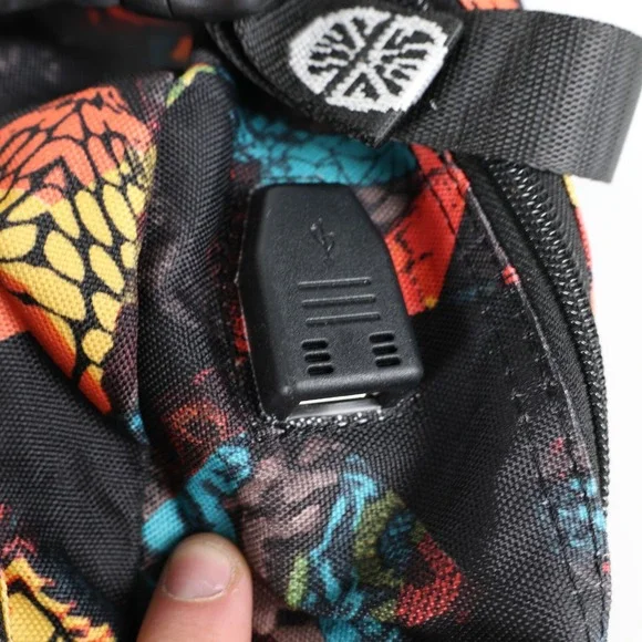 Lisinuo Black Backpack School USB Child Graffiti Large Laptop Sturdy Pad Straps - Picture 8 of 11